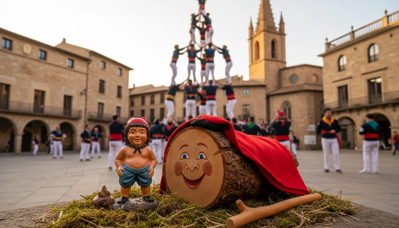 Tradiciones catalanas únicas (Caganer, Tió y Castellers)
