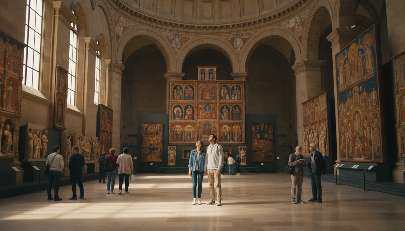 Vista majestuosa del Palau Nacional, sede del MNAC Barcelona, con el skyline de la ciudad al fondo. Museo de Arte de Cataluña.