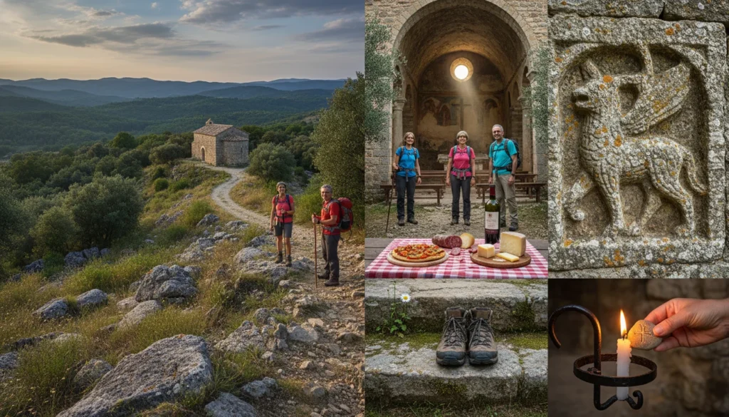 Antigua ermita románica de piedra rodeada de naturaleza en el Berguedà, con montañas al fondo, clave en la ruta ermitas románicas.